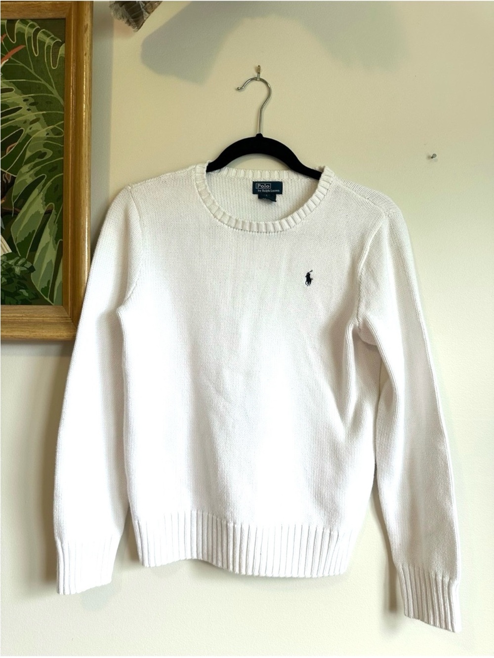 Polo Ralph Lauren Knit Cotton Crewneck Sweater Womens Large White